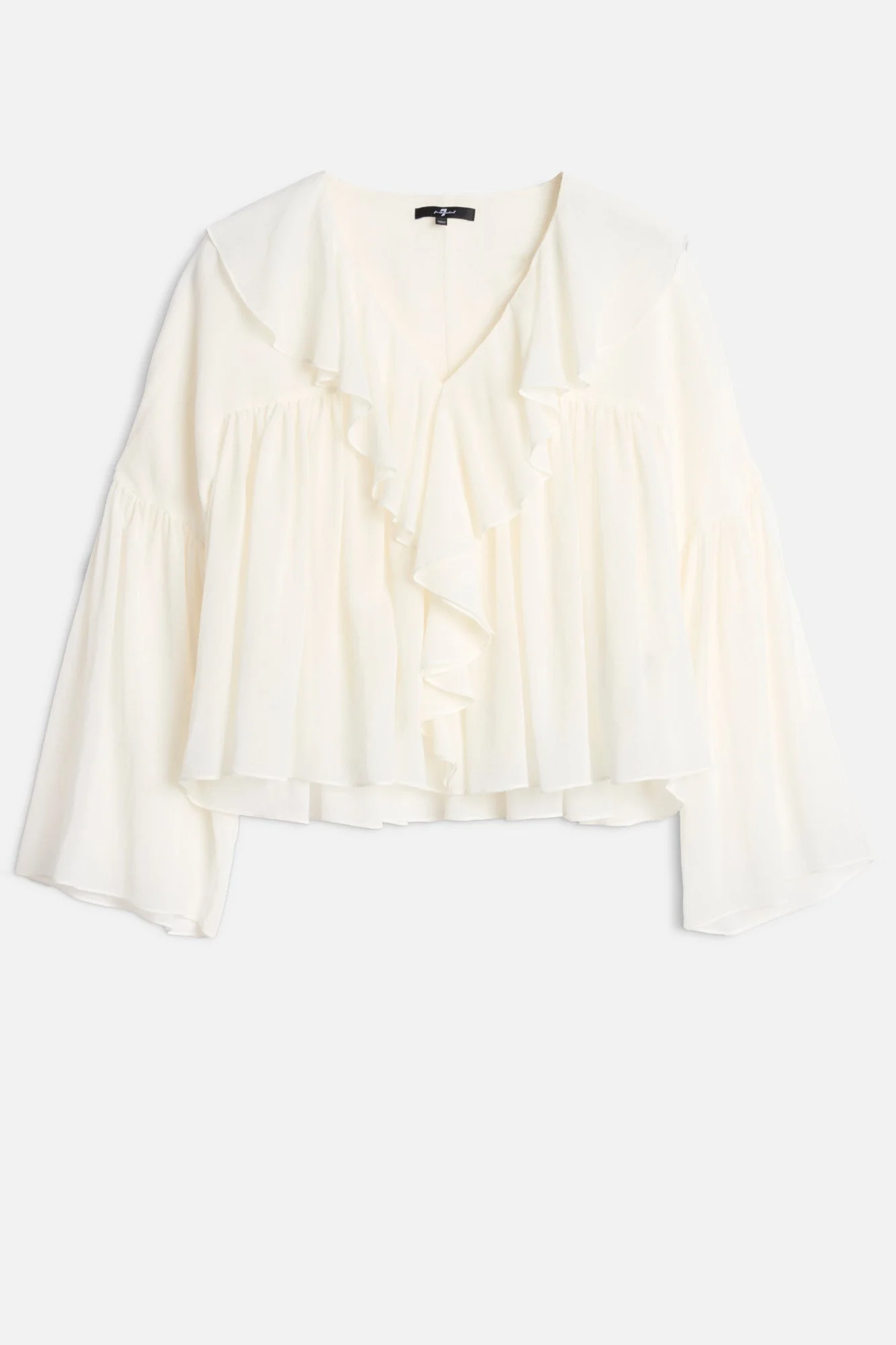 FLOWY LONG SLEEVE BLOUSE in Silk Blend Cotton Ivory - 1