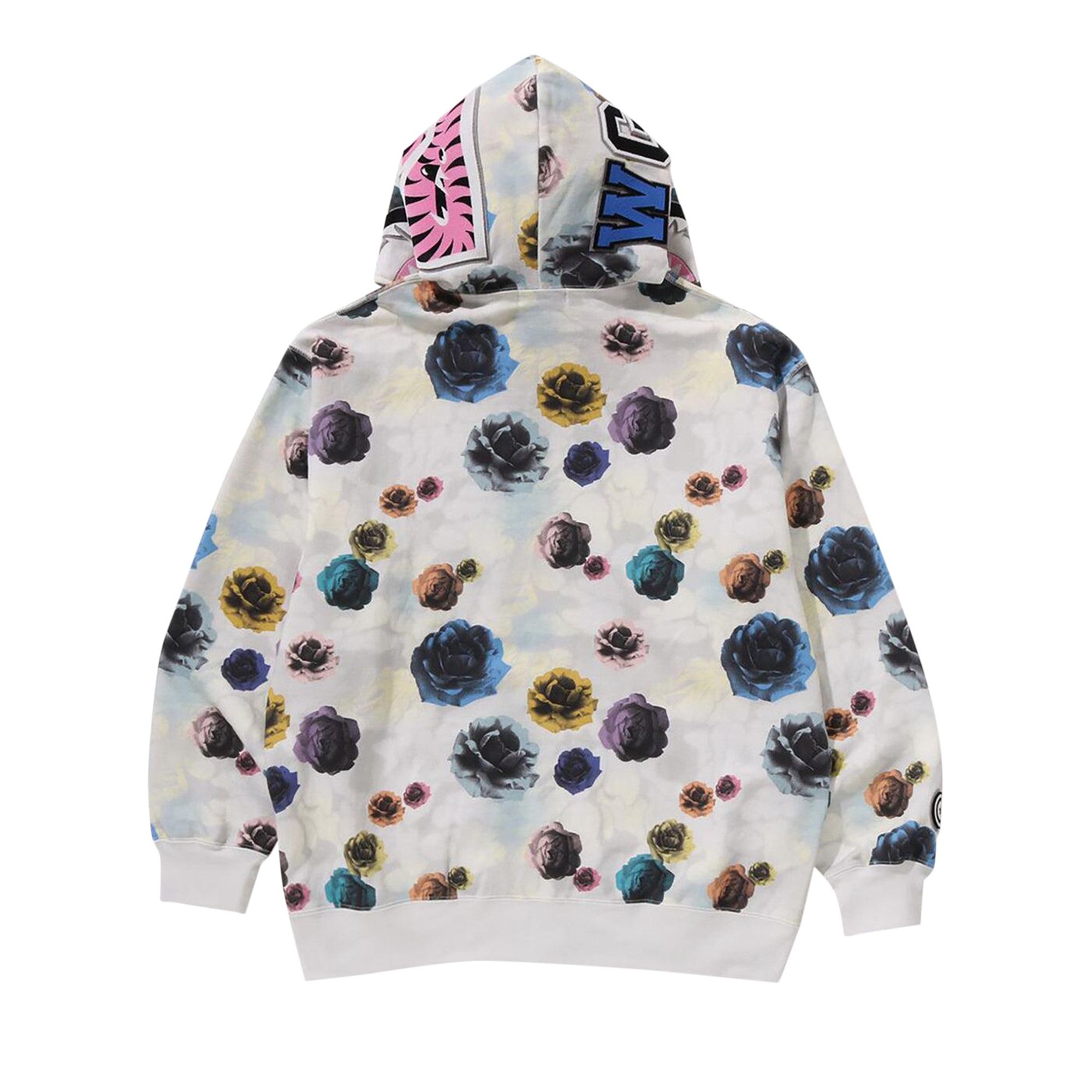 BAPE Floral Camo Shark Relaxed Fit Full Zip Hoodie 'Ivory' - 3