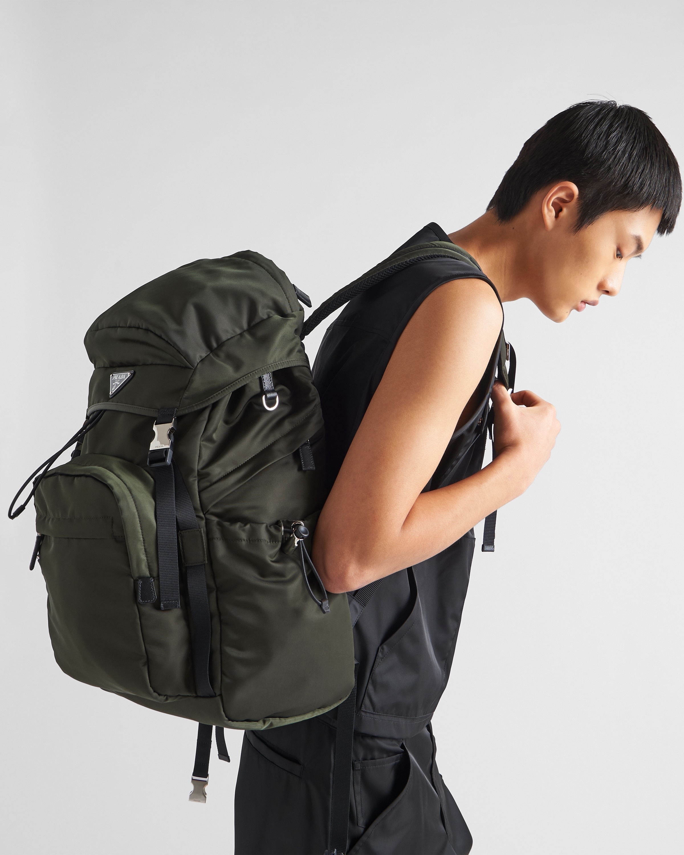 Re-Nylon and Saffiano leather backpack - 7