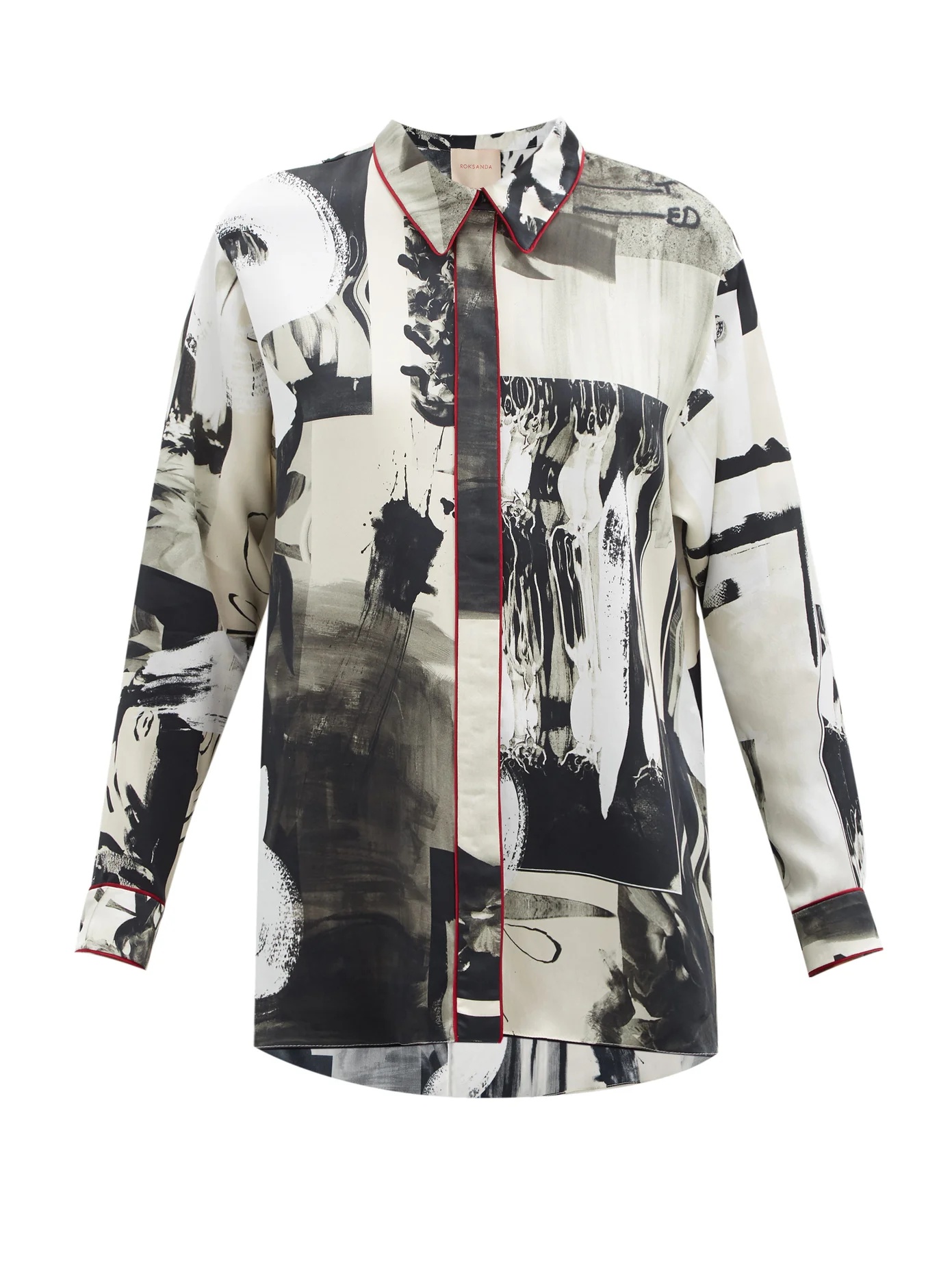 Lyn abstract-print silk-satin blouse - 1