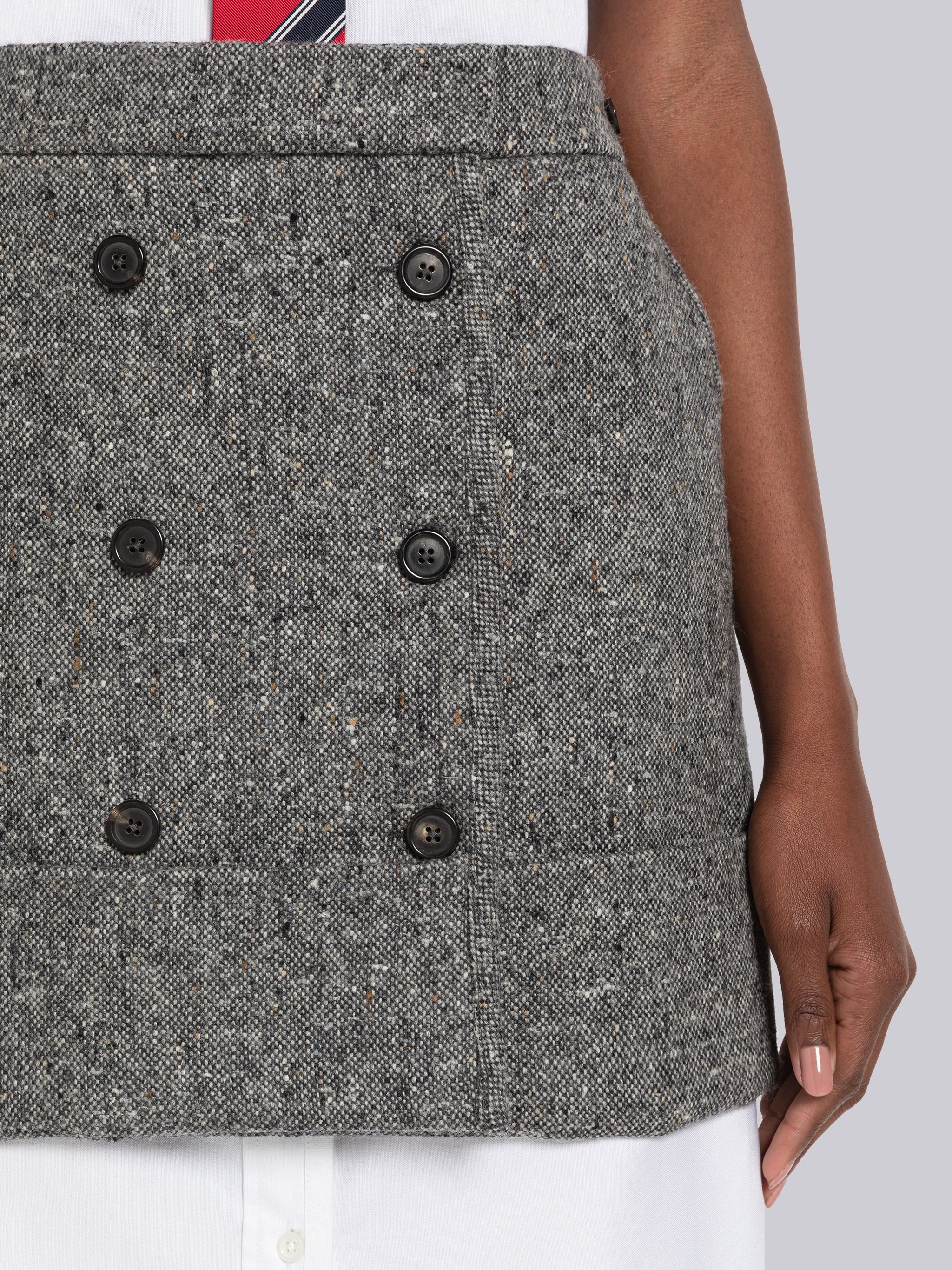 Donegal Wool Double Breasted Sack Mini Skirt - 5