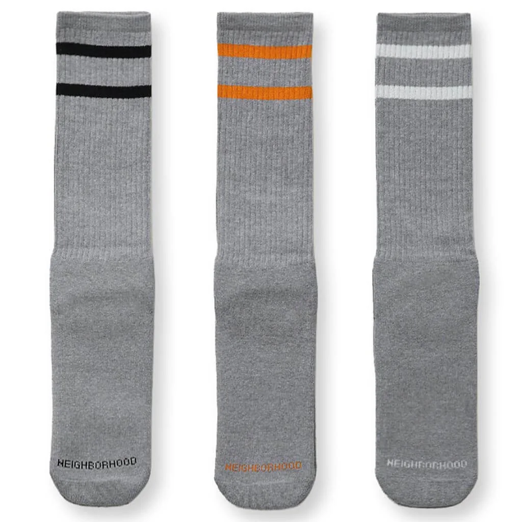 CLASSIC 3 PACK SOCKS - GRAY - 1