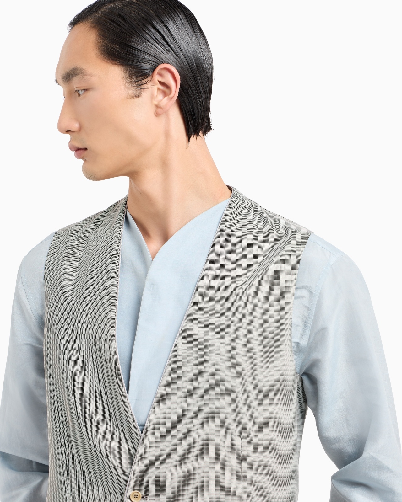 SINGLE-BREASTED WAISTCOAT IN A TEXTURED VISCOSE BLEND - 5