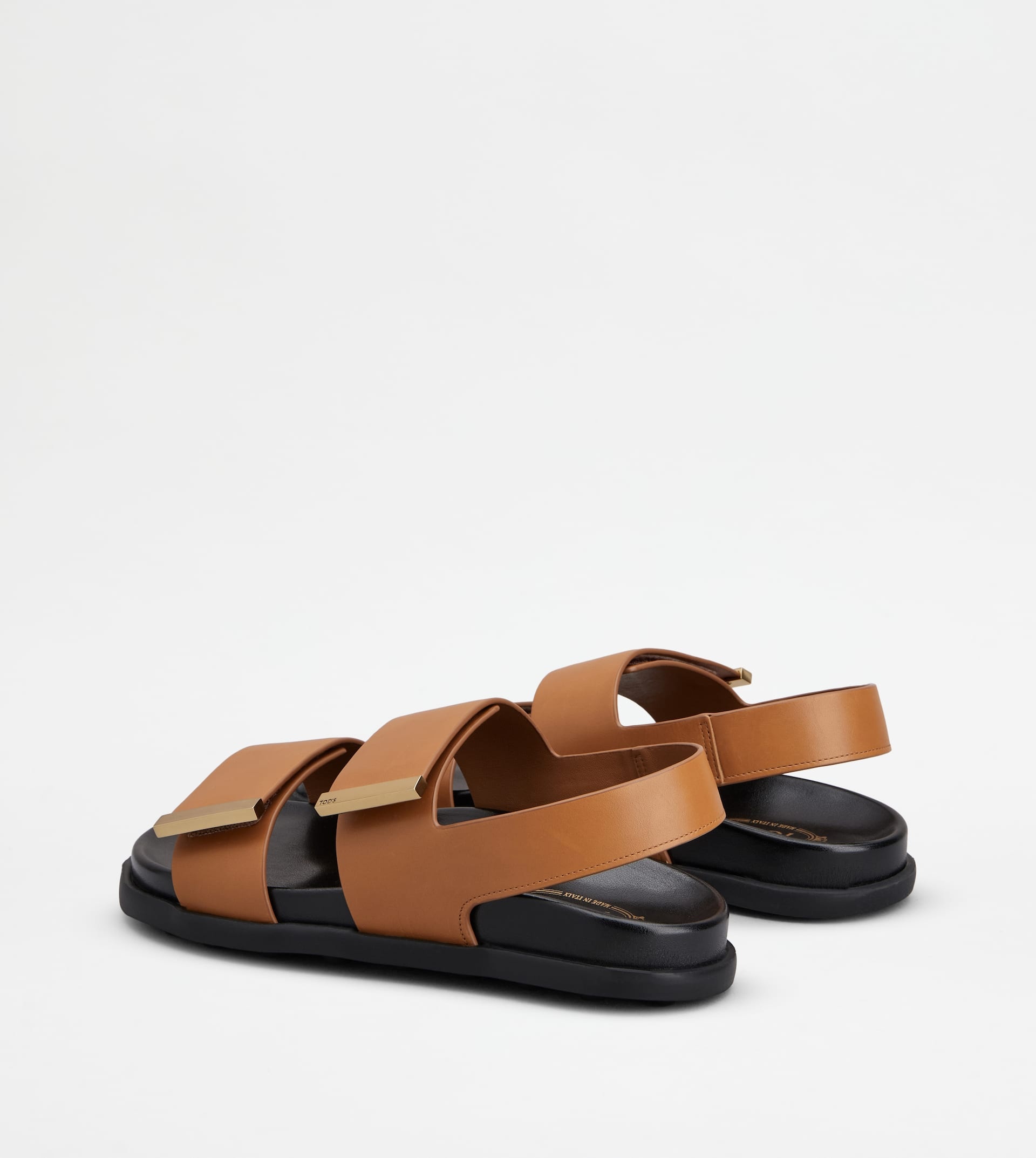SANDALS IN LEATHER - BROWN - 3