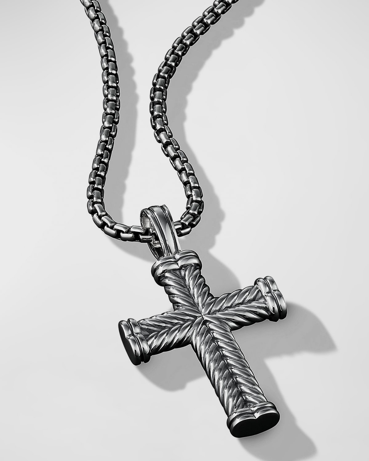 Men's Chevron Cross Pendant in Silver, 33.5mm - 3