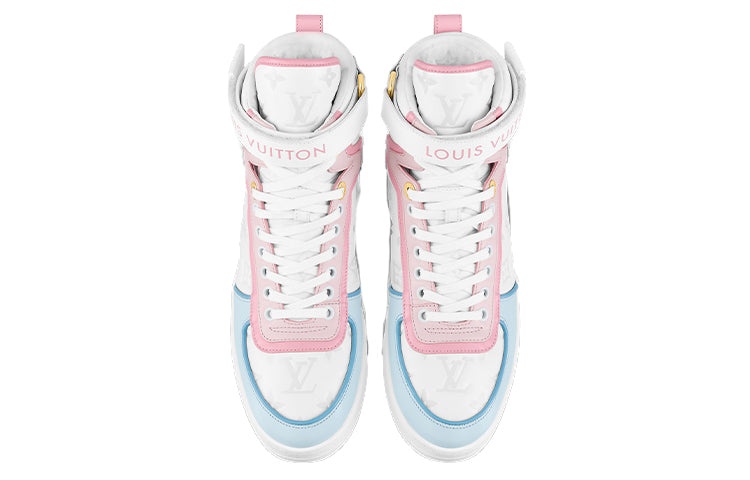 (WMNS) LOUIS VUITTON Boombox Ankle Sneakers 'White Monogram with Pink and Blue' 1A9S6Q - 4