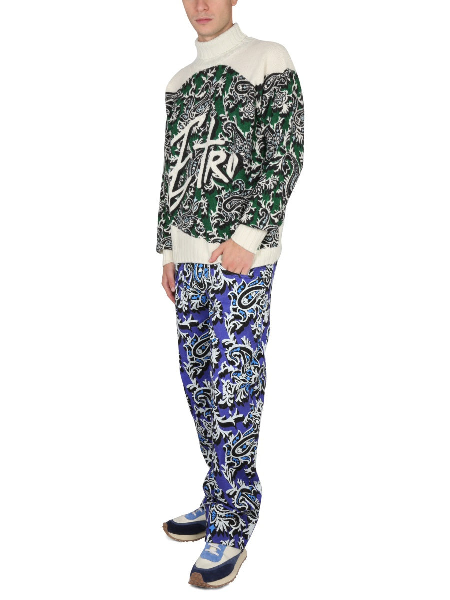 Etro Men Jersey With Logo And Paisley Print - 2