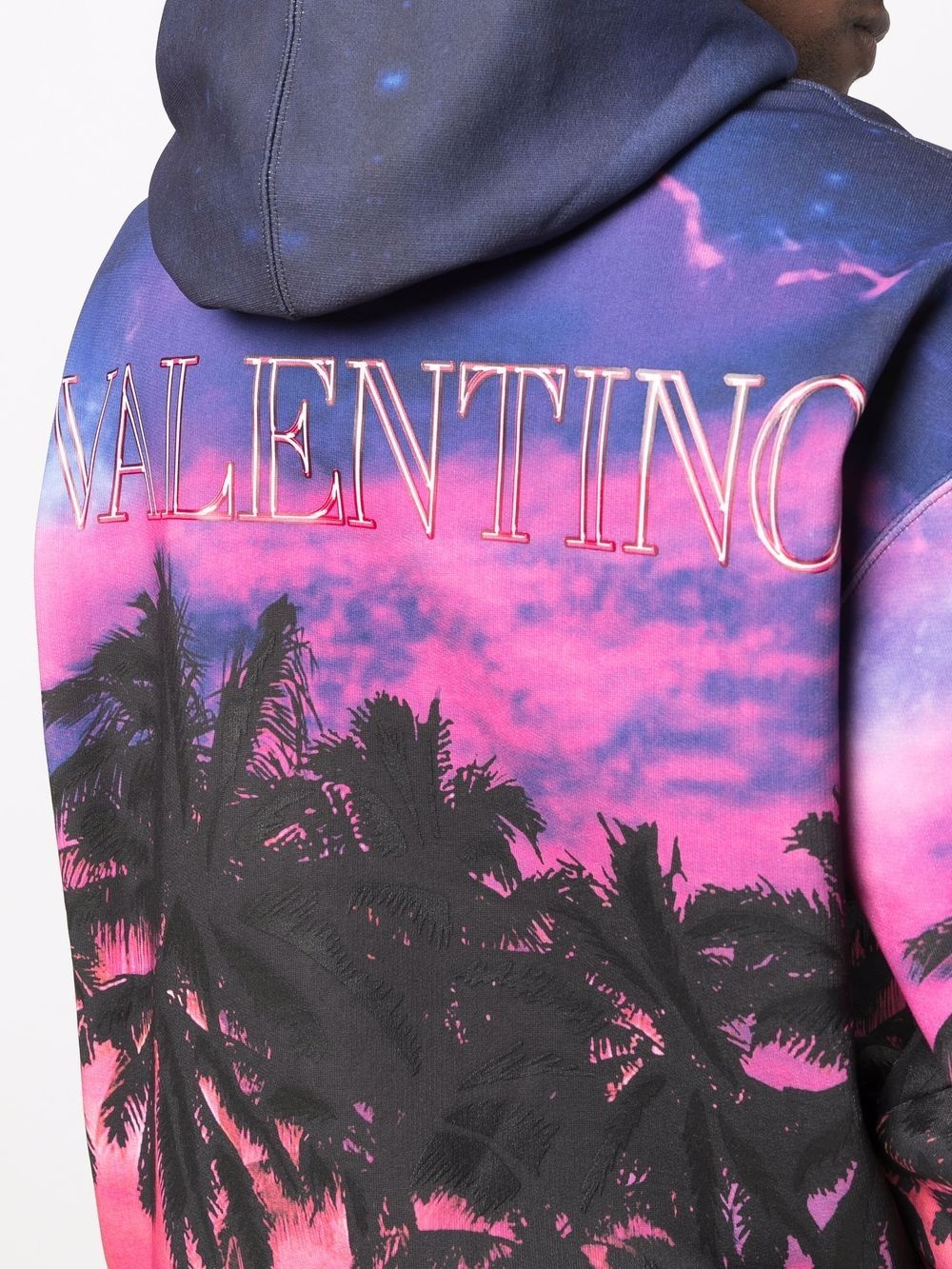 Palmscape-print drawstring hoodie - 5