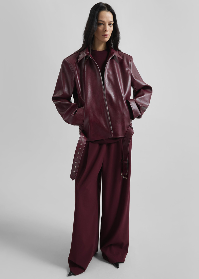 Norbury Faux Leather Jacket - Burgundy 11
