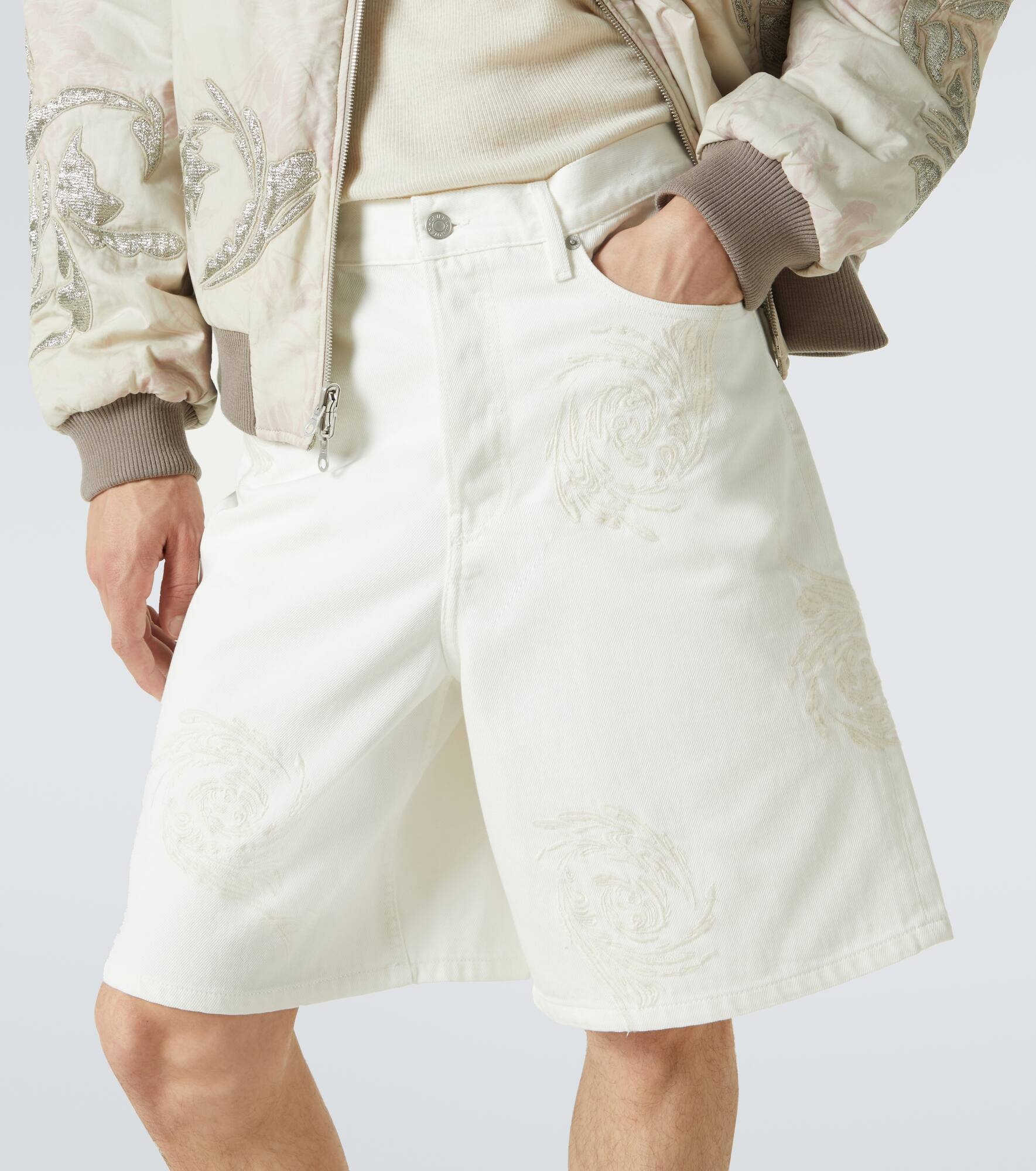 Embroidered denim Bermuda shorts - 5