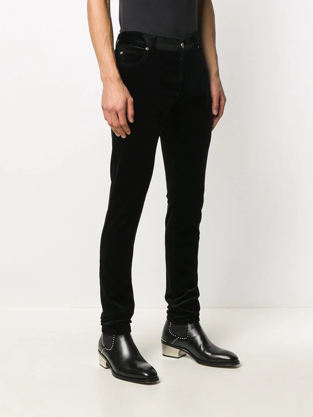 velvet logo slim-fit trousers - 3