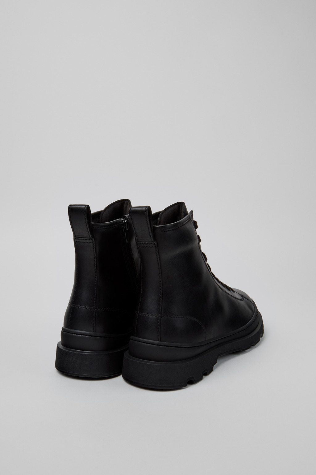 Black Leather Mid Boots for Men. - 3