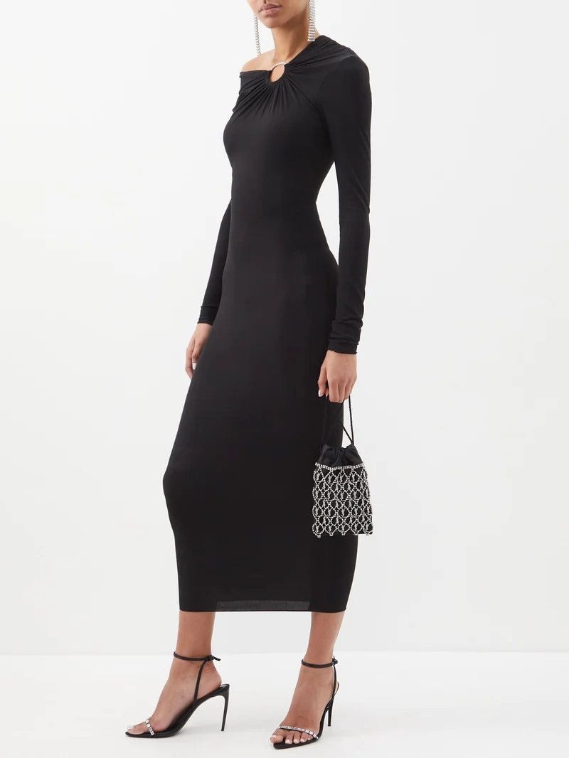 One-shoulder jersey midi dress - 2