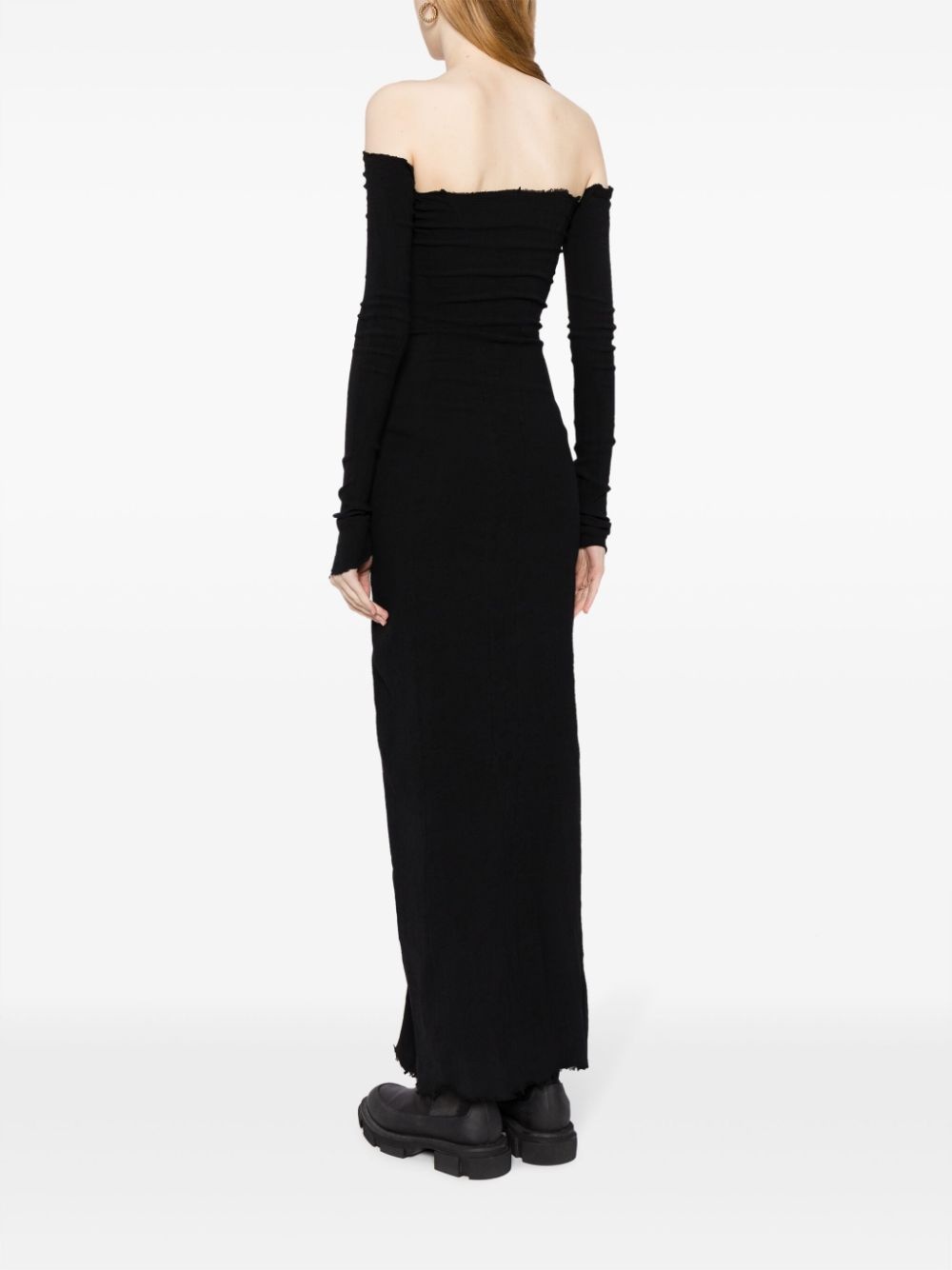 off-shoulder frayed maxi dress - 4