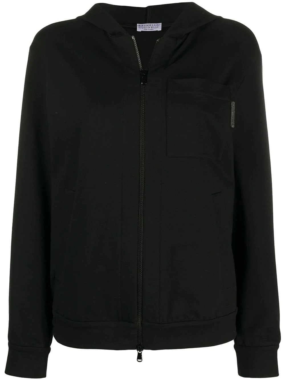 Monili chain-detail zip-up hoodie - 1