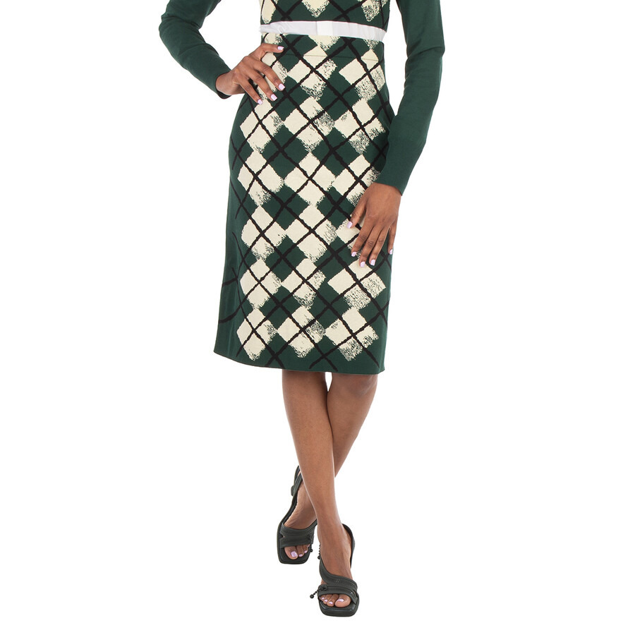 Burberry Argyle Intarsia Knitted Midi Skirt - 3