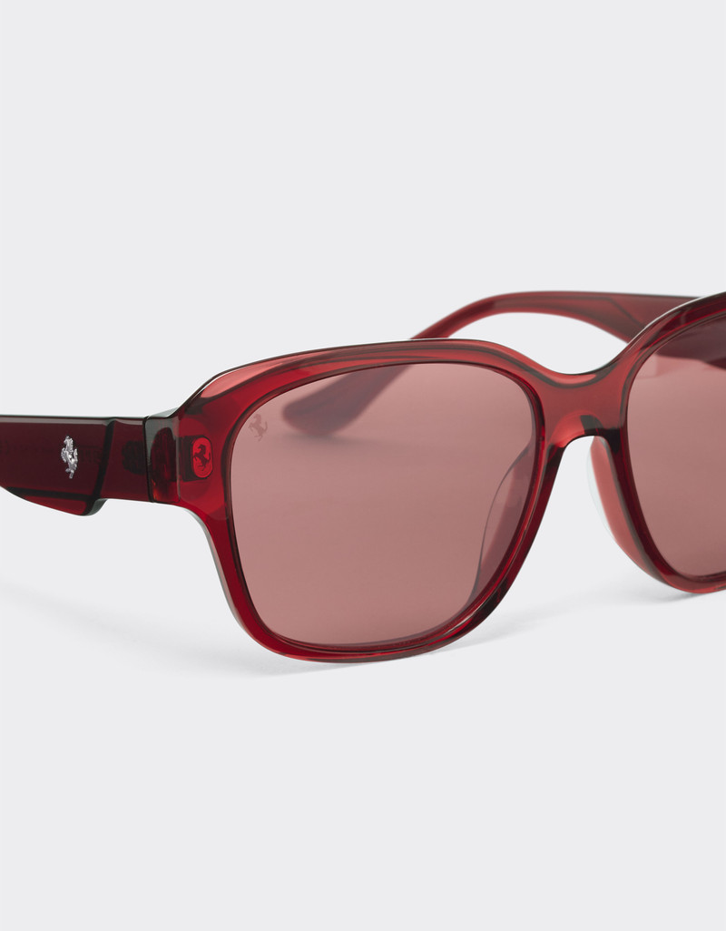 Ferrari sunglasses in transparent burgundy acetate with polarised purple lenses 7