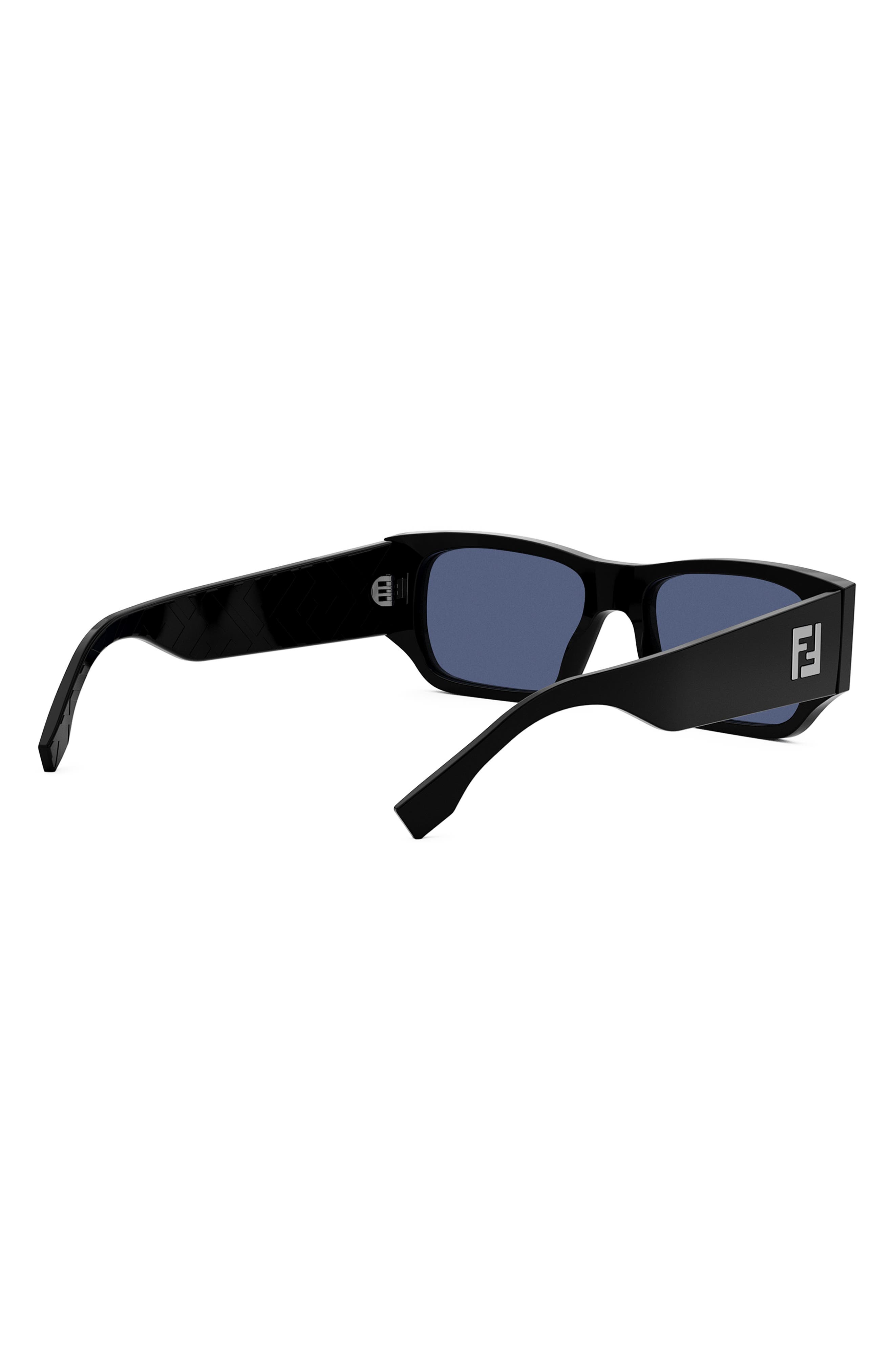Fendi FF Squared 54mm Rectangular Sunglasses in Shiny Black /Blue at Nordstrom - 4
