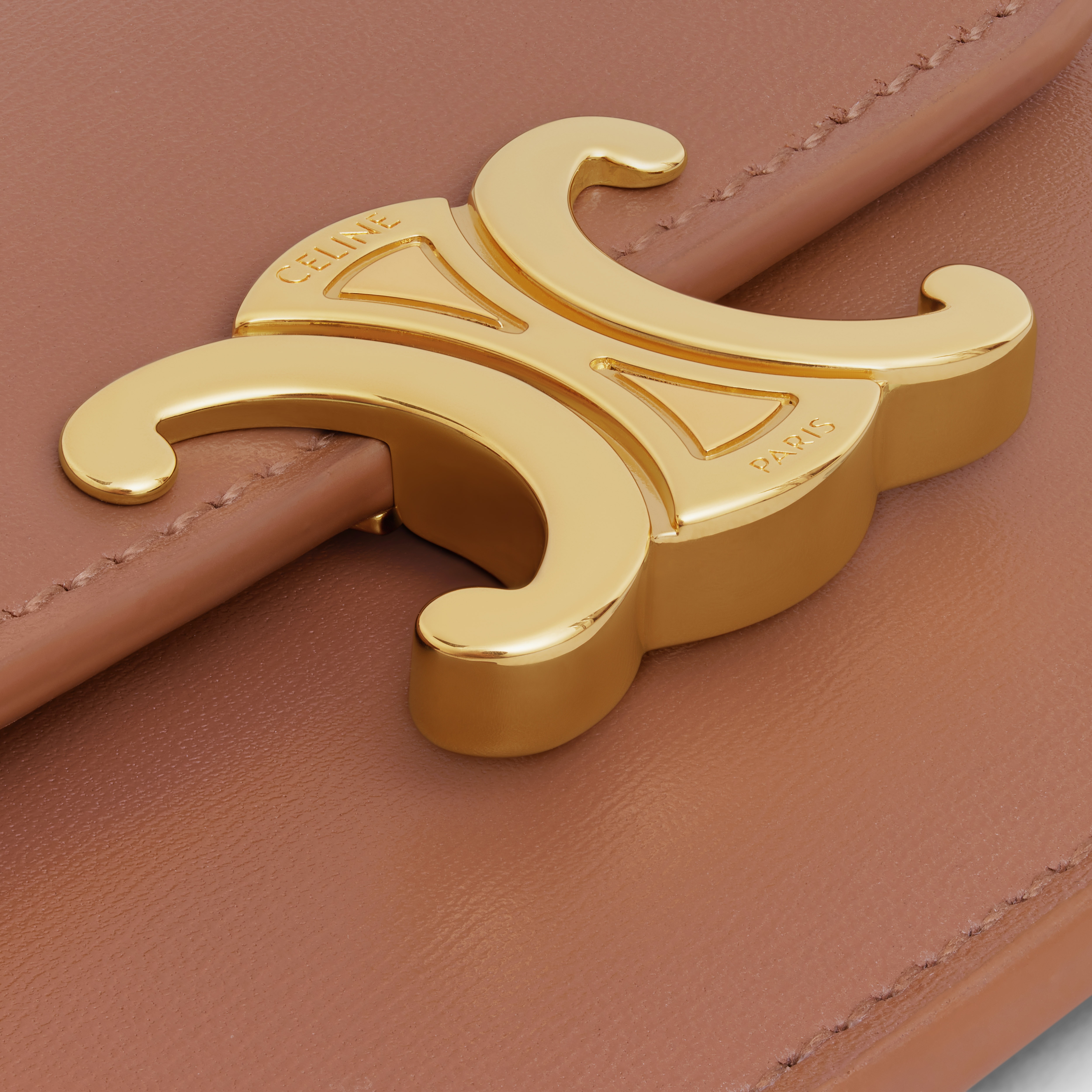 CELINE CARD HOLDER WITH FLAP TRIOMPHE in Shiny calfskin