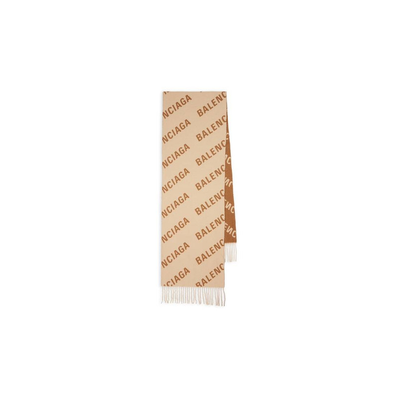 BALENCIAGA Allover Logo Blanket Scarf in Beige outlook