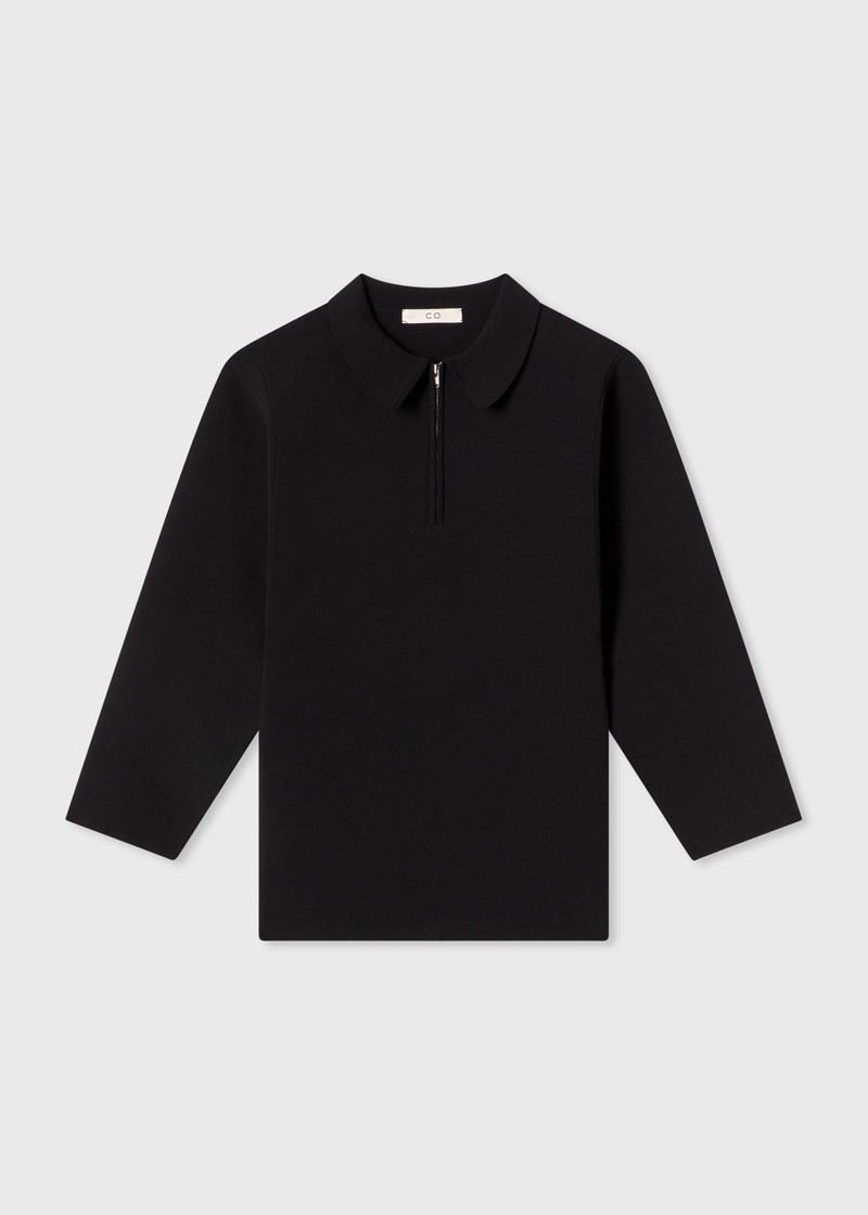 Collared Zipper Polo Top in Viscose 1