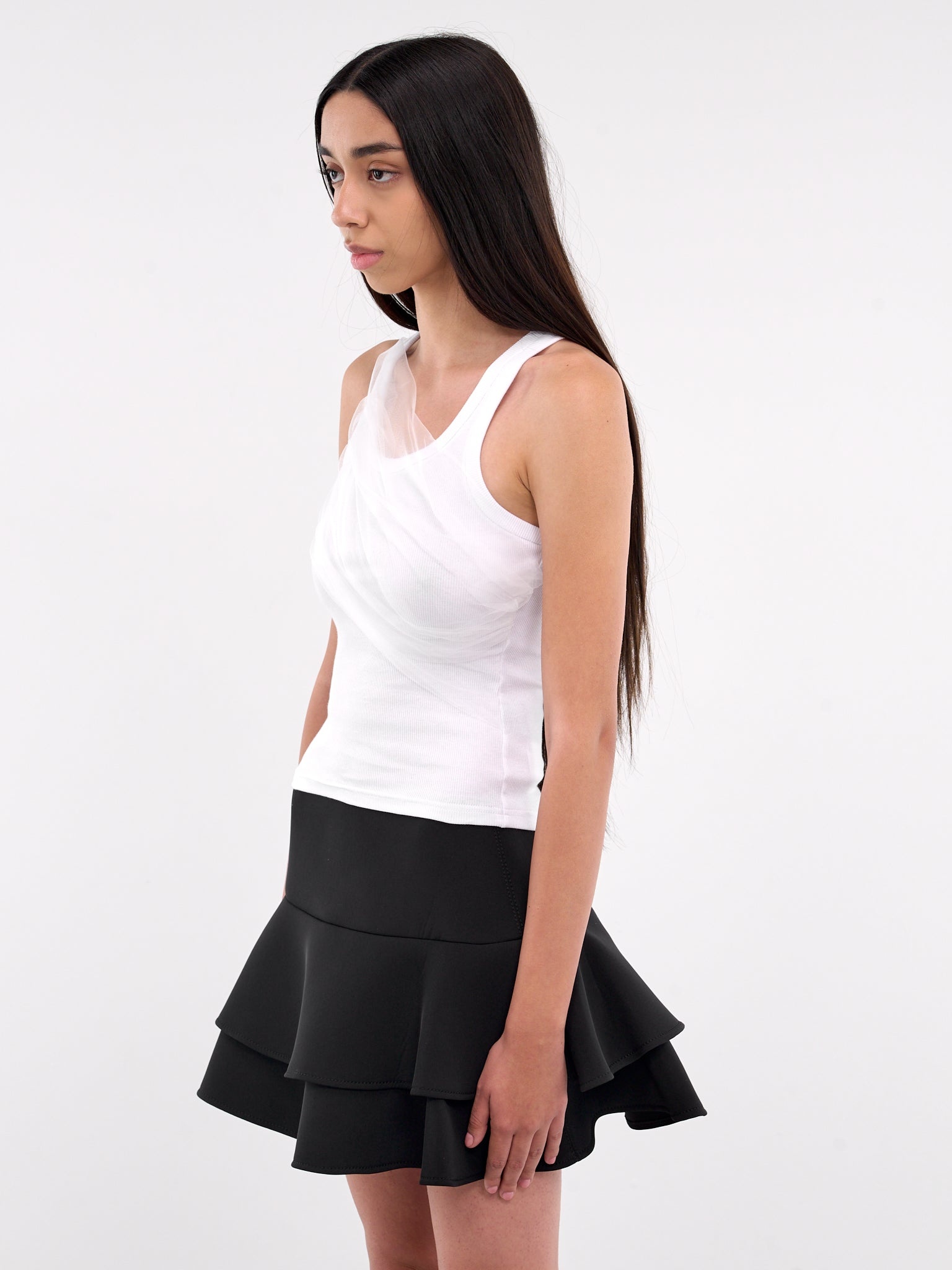 Front Tulle Gathered Tank - 2