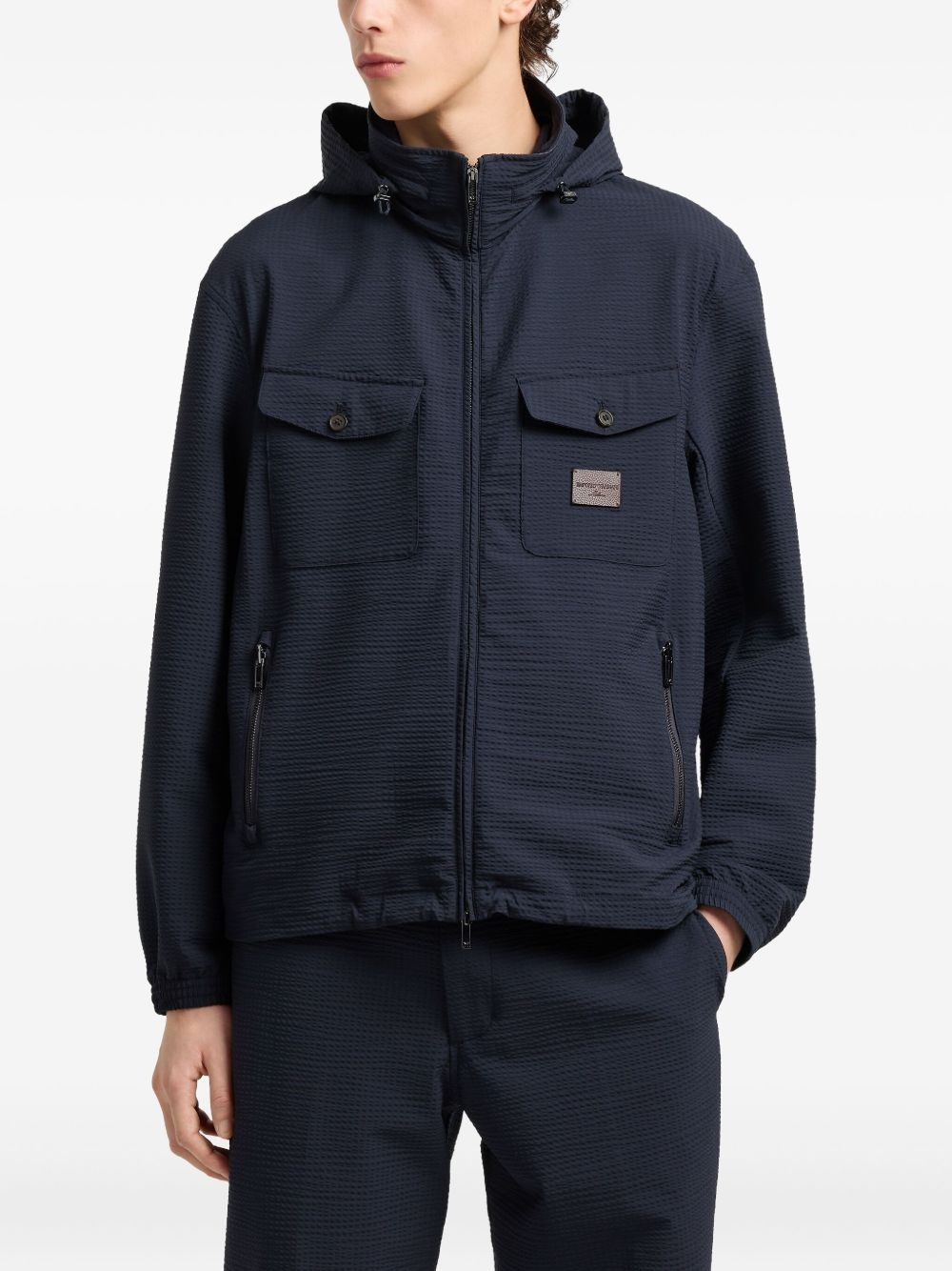 hooded flap-pocketed lightweight jacket - 3