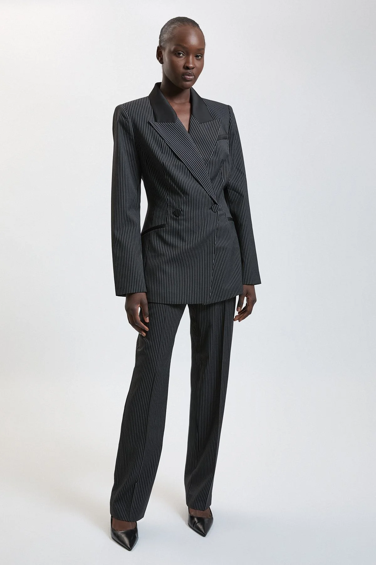Pinstripe Tailored Wide Leg Trouser - 1