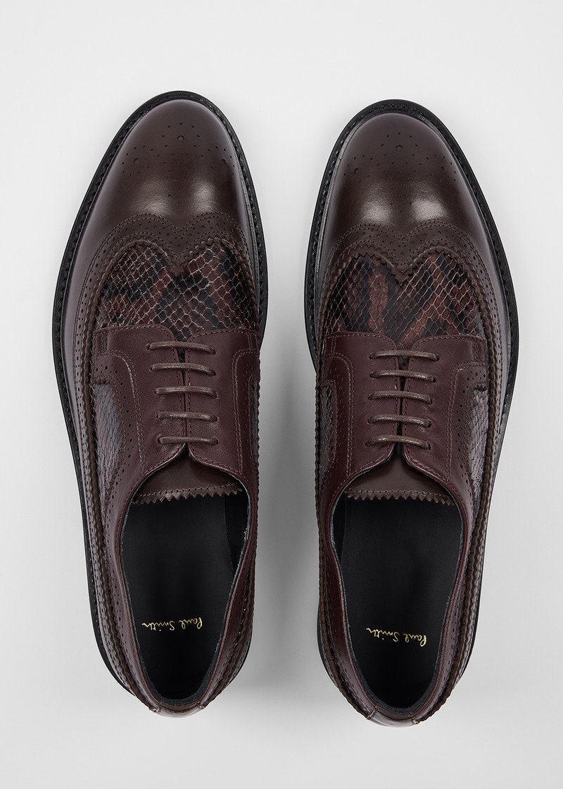 Women's Brown Leather 'Fuentes' Snakeskin Shoes 4