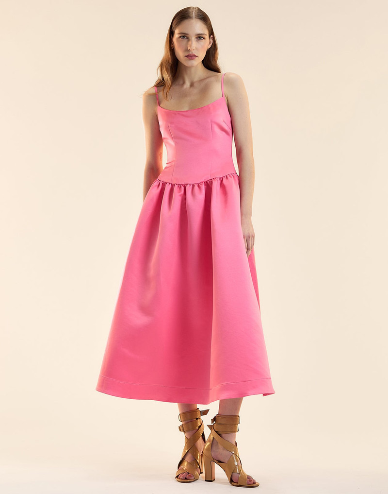 CYNTHIA ROWLEY Genevive Satin Midi Dress outlook