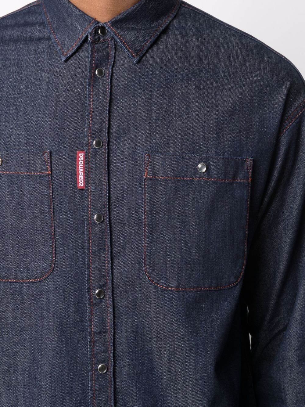 logo-print denim shirt - 5