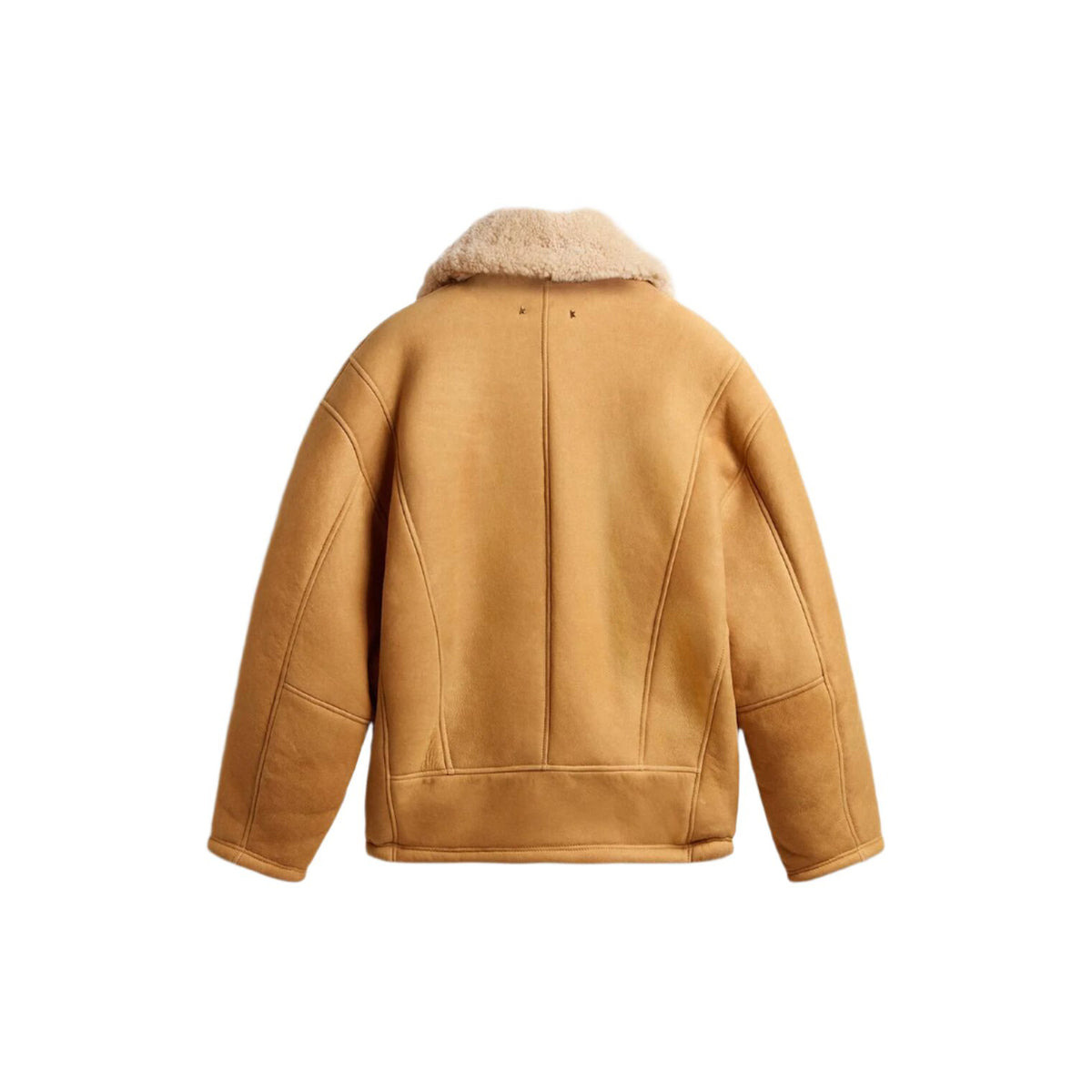 SHEEPSKIN JACKET WITH WIDE SHEARLING SHAWL COLLAR(BROWN) - 2