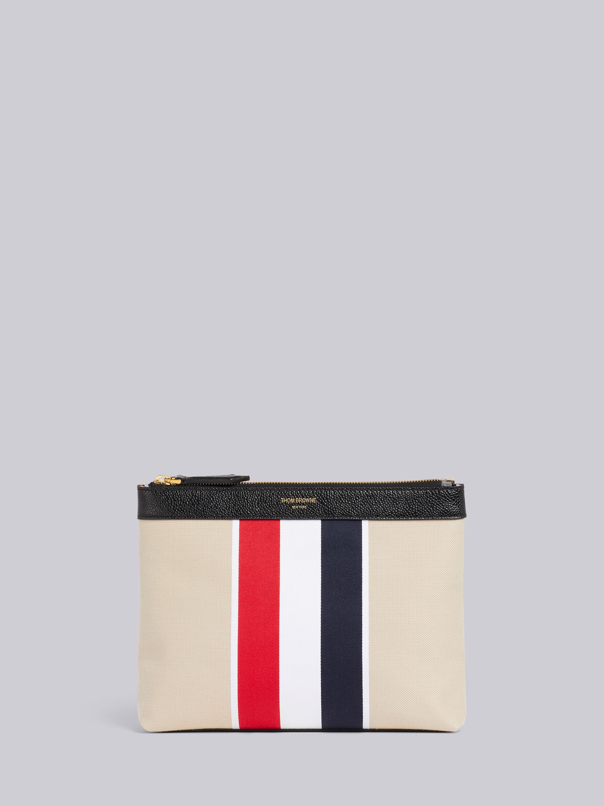 Natural Cotton Canvas Jacquard Stripe Toiletry Case - 1