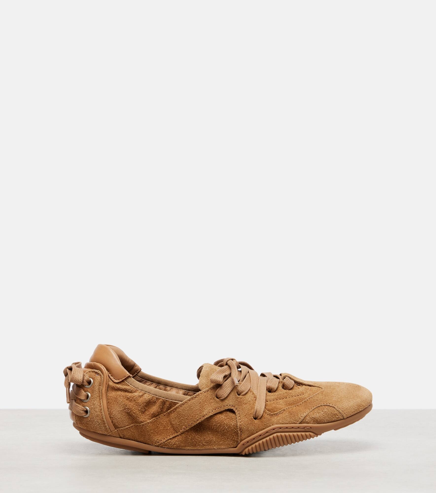 Leather-trimmed suede sneakers - 4