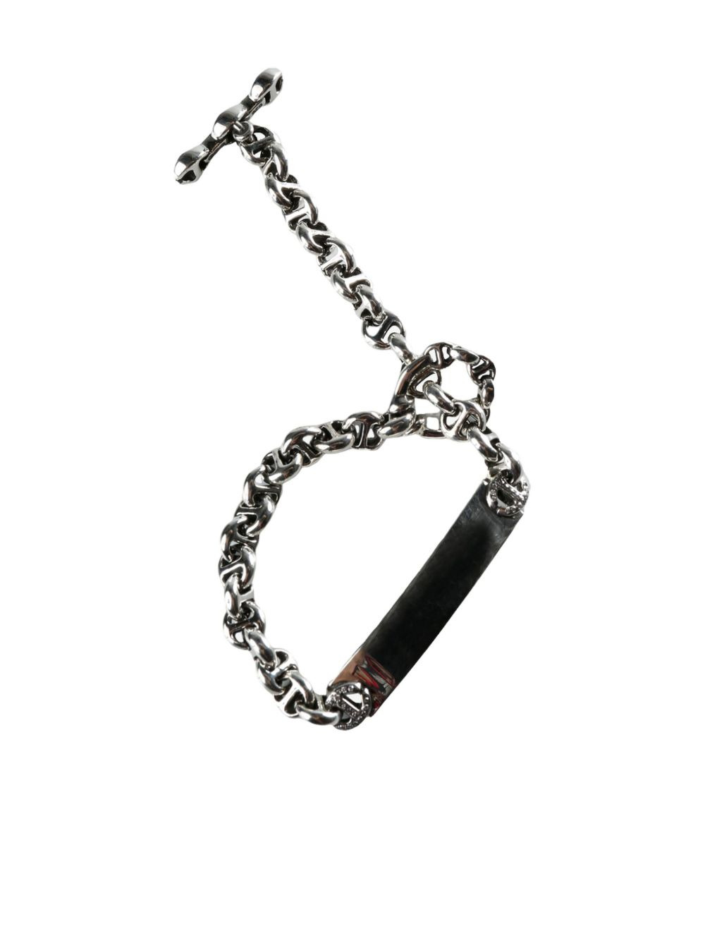 silver chain id-plate bracelet - 2