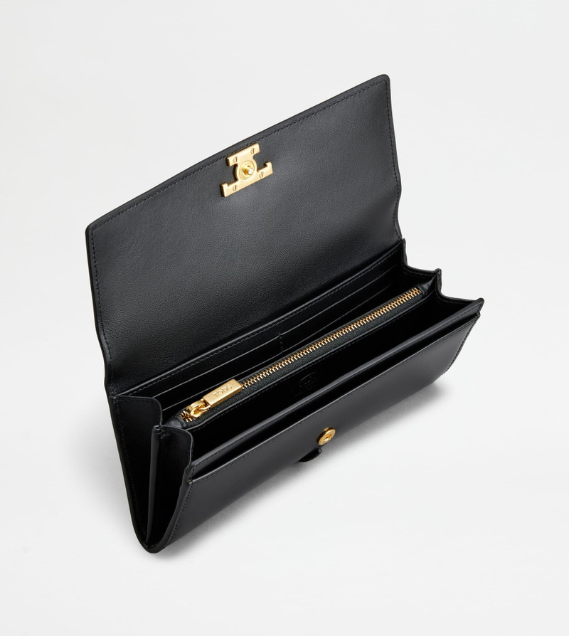Tod's T TIMELESS WALLET IN LEATHER - BLACK outlook
