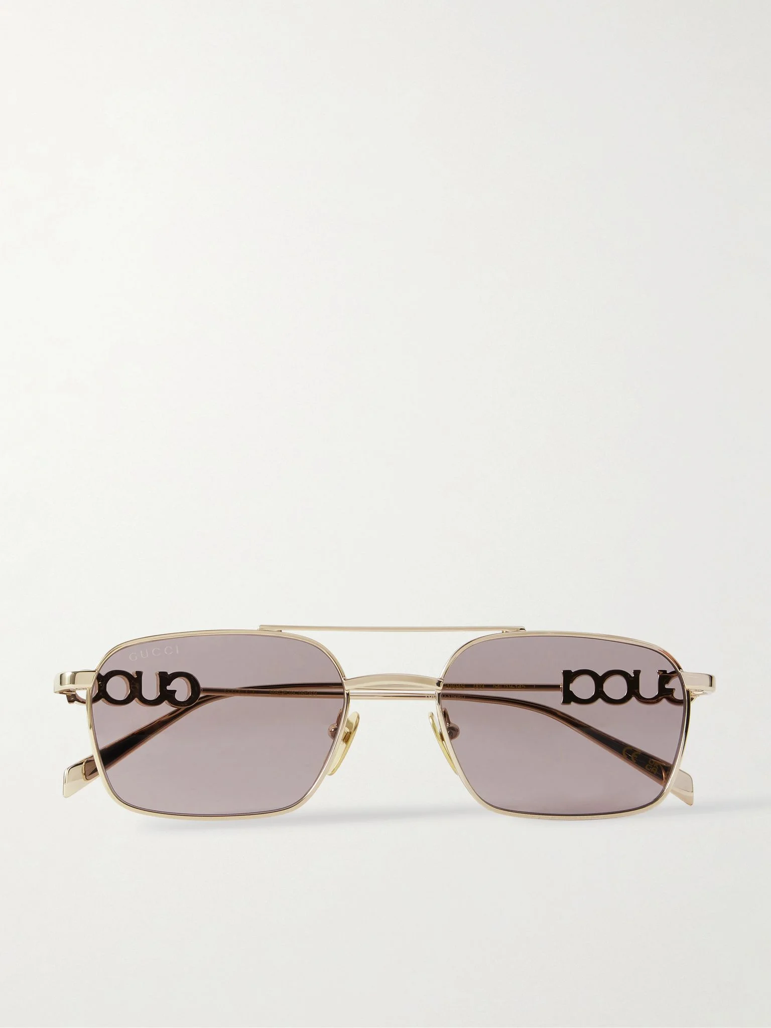 Lettering aviator-style gold-tone sunglasses Gold - 1