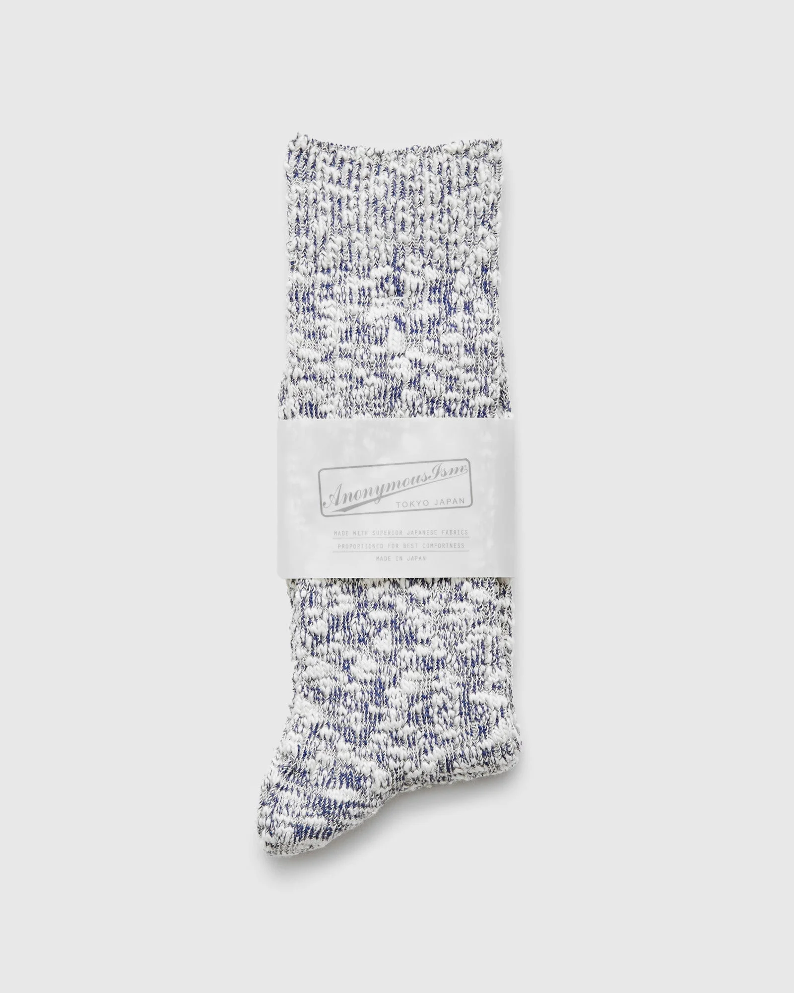 Light Slub Crew Sock in Blue - 1