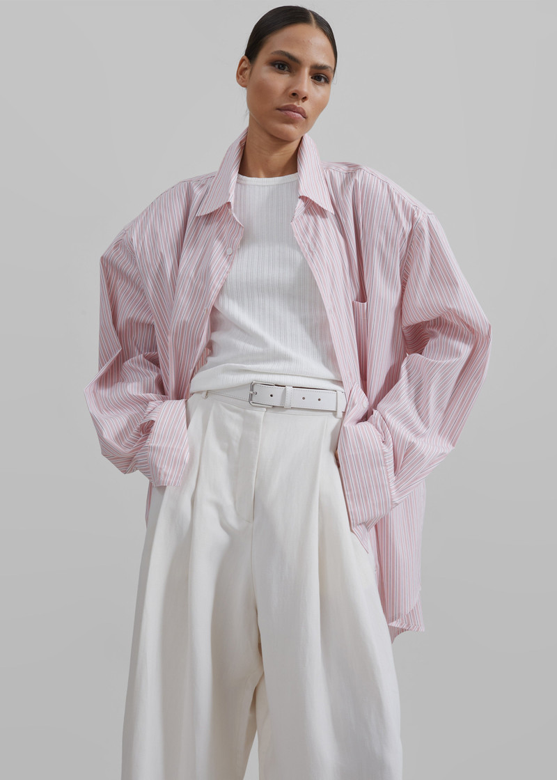 Cyrus Button Up Shirt - Pink/White Stripe 7