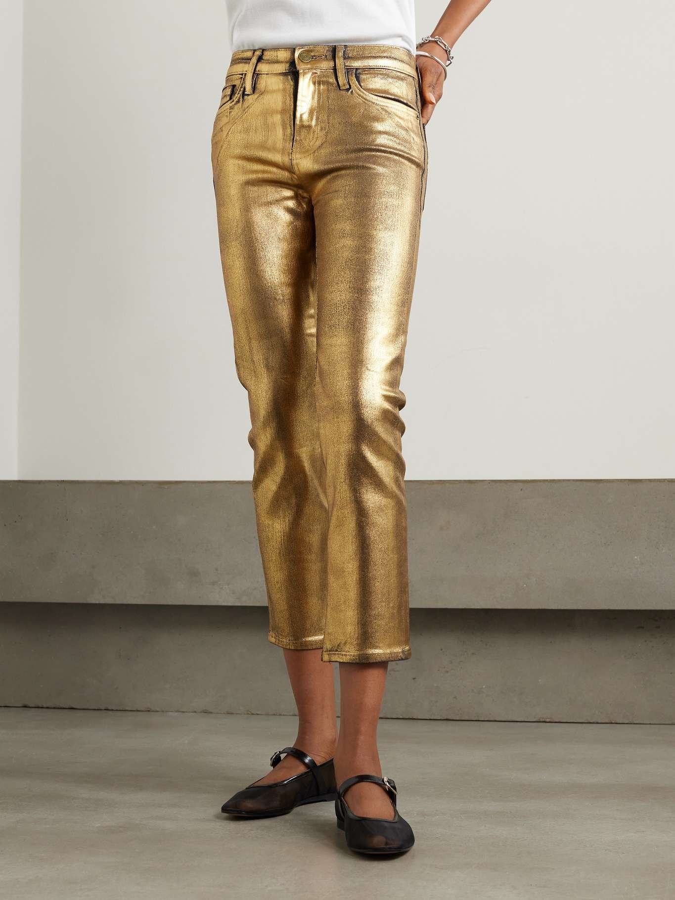 Le High Straight metallic cropped high-rise straight-leg jeans - 3