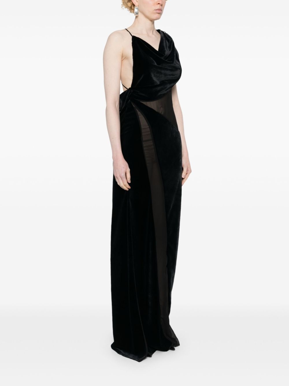 logo-plaque panelled maxi dress - 3