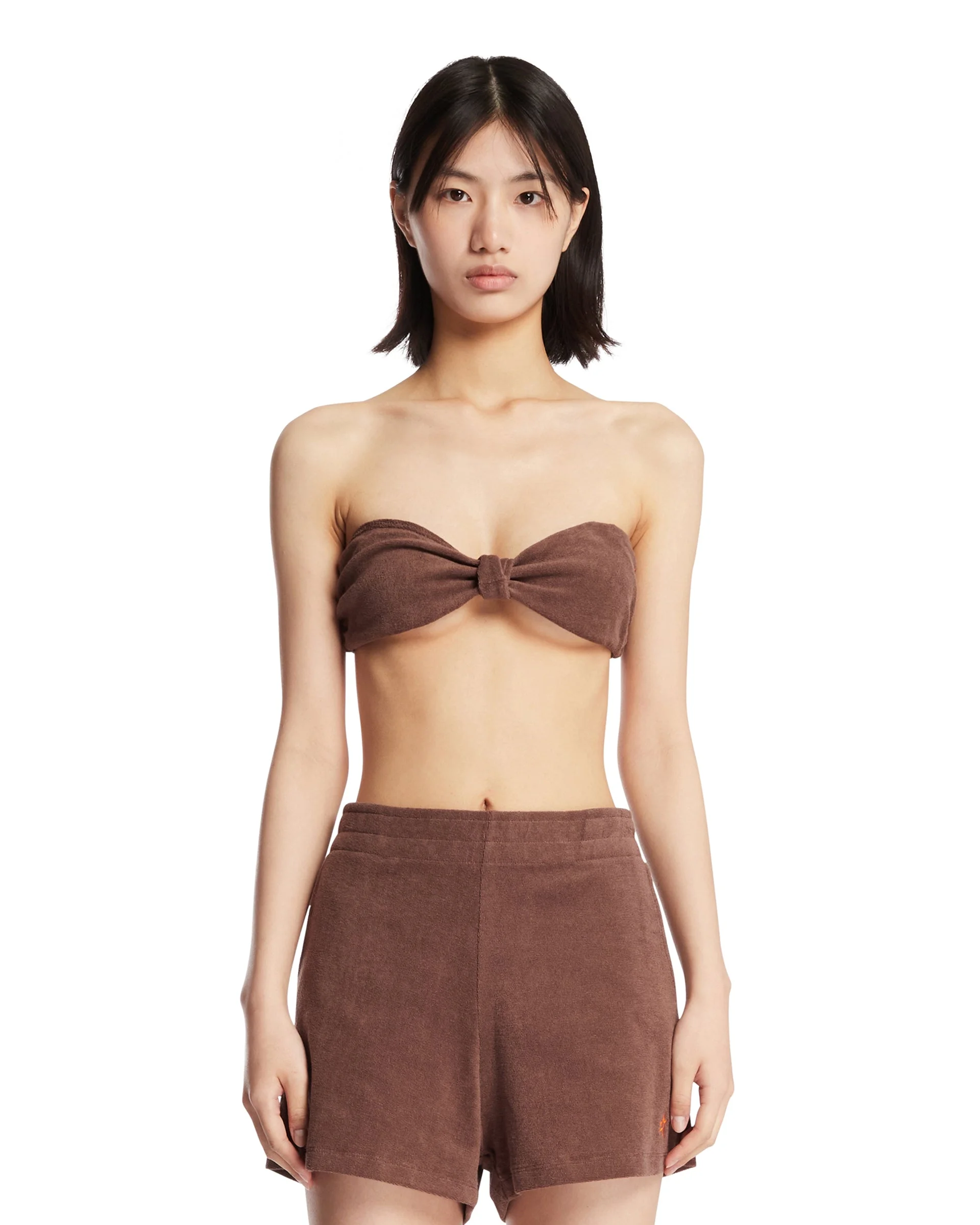 Brown Terry Bandeau Top - 1