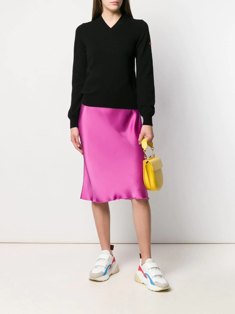 Comme des Garçons PLAY WOMENS V-NECK PULLOVER RED HEART - BLACK outlook