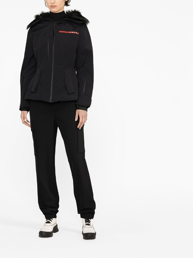 Prada logo-patch hooded jacket outlook