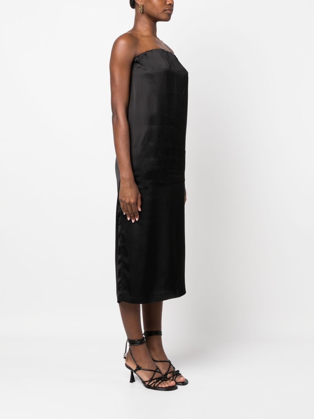 Siple strapless satin midi dress - 3