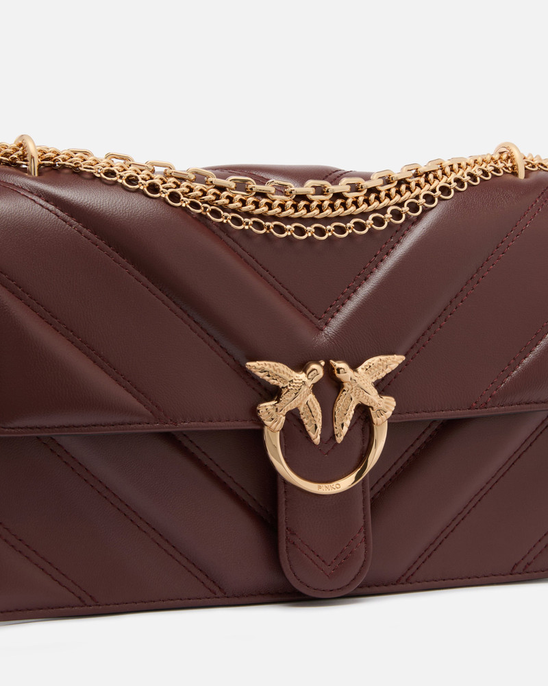 LOVE BAG ONE MEDIUM SHOULDER BAG IN CHEVRON LEATHER AND NAPPA WITH TRIPLE CHAIN 3