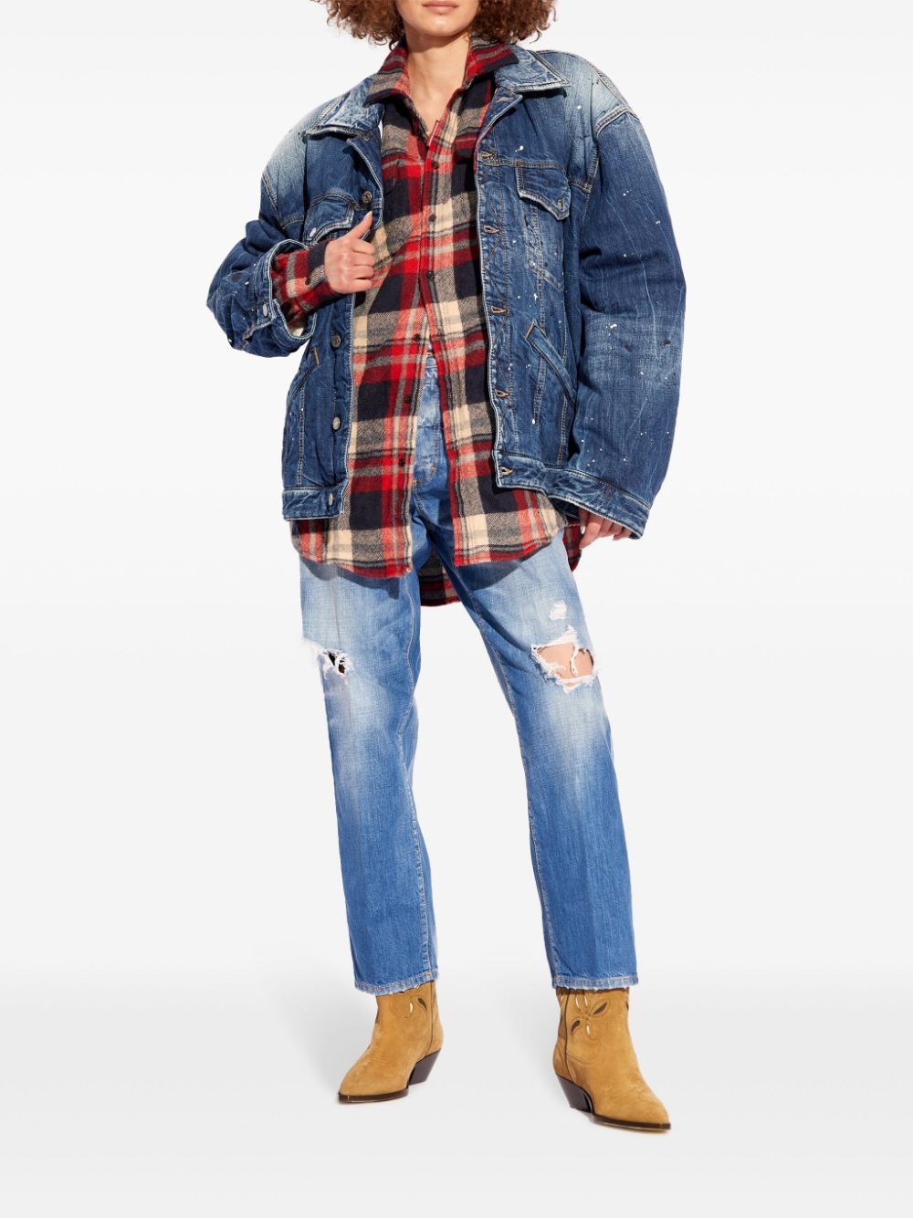 distressed denim jacket - 2