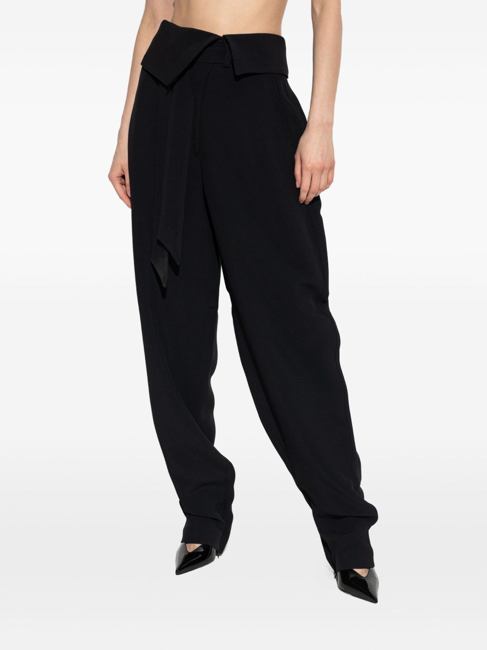 wrap-effect belted trousers - 3