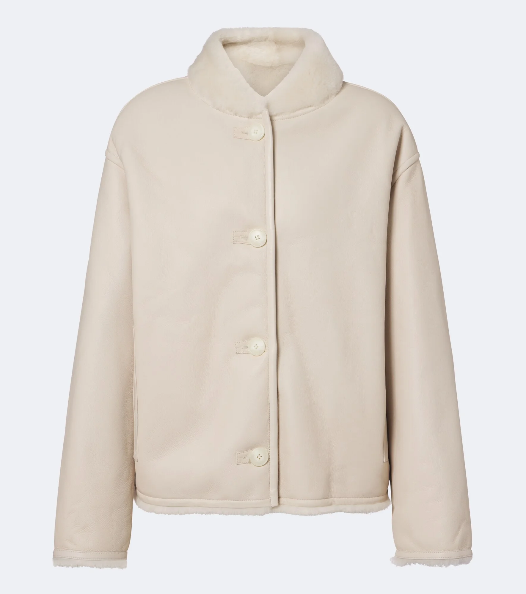 Reversible shearling-trimmed leather jacket - 1
