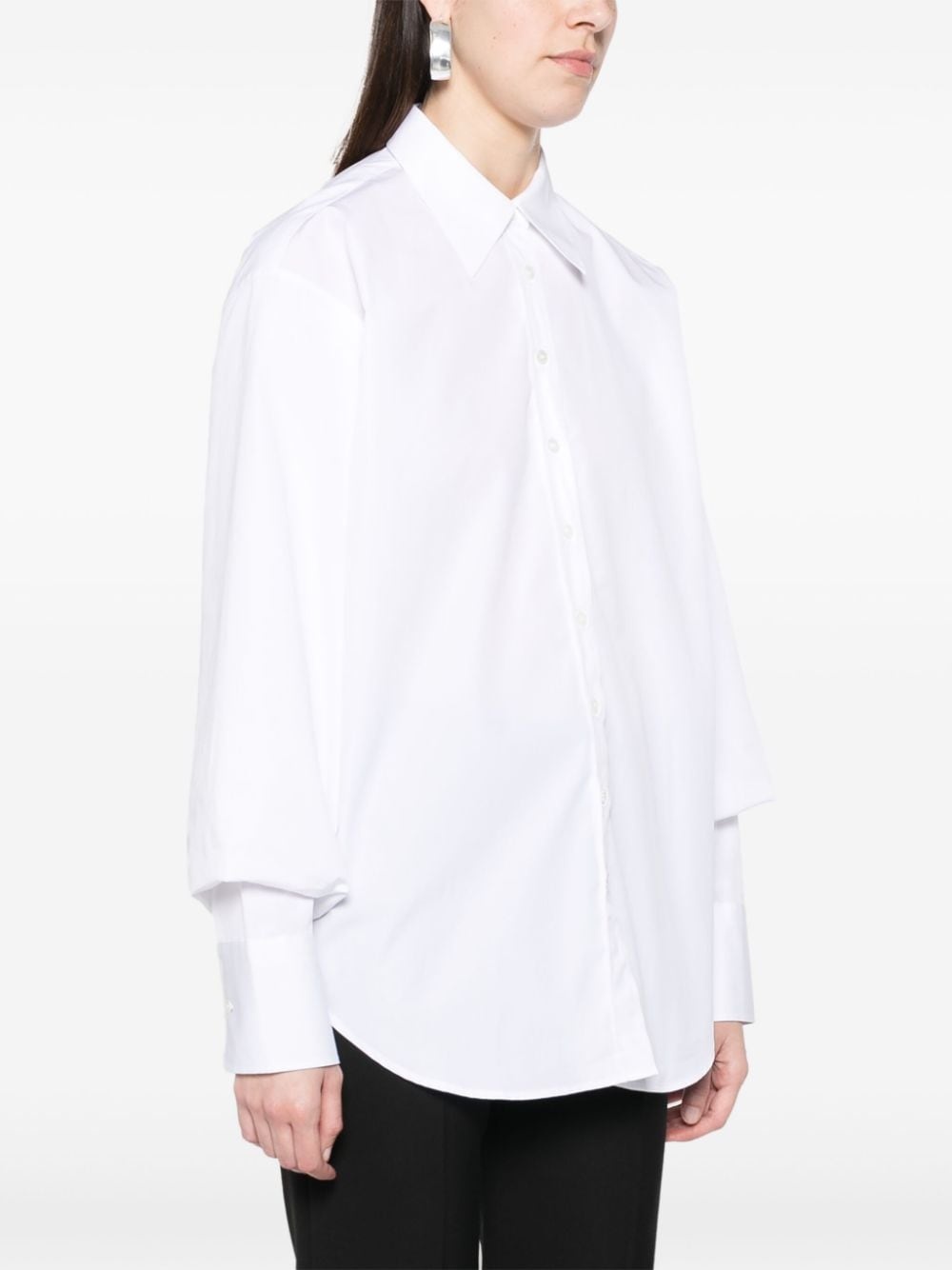 crinkled-sleeve cotton shirt - 3